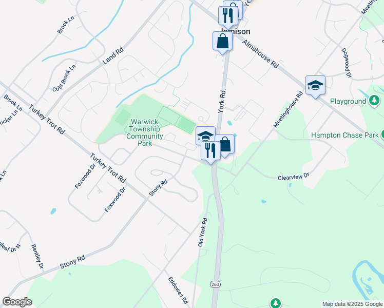 map of restaurants, bars, coffee shops, grocery stores, and more near 1504 Springfield Court in Jamison