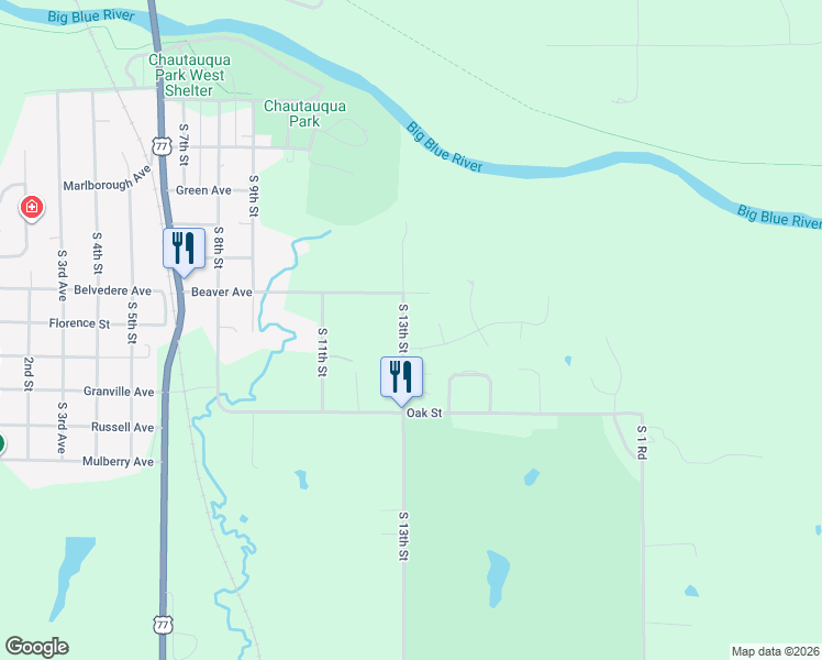 map of restaurants, bars, coffee shops, grocery stores, and more near 1301 Country Club Lane in Beatrice