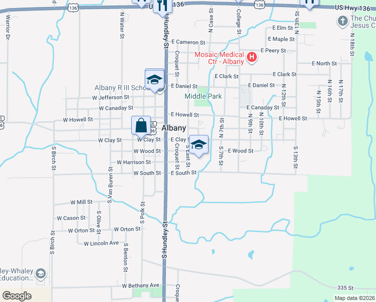 map of restaurants, bars, coffee shops, grocery stores, and more near 202 South East Street in Albany