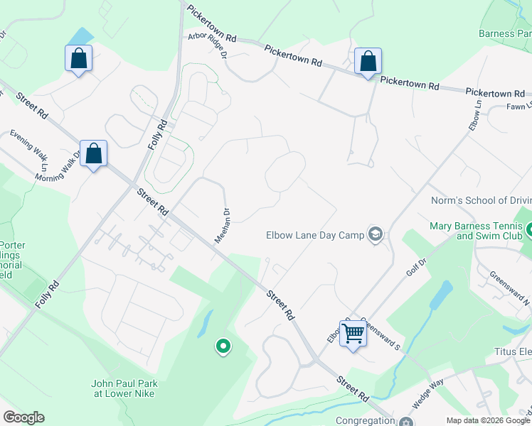map of restaurants, bars, coffee shops, grocery stores, and more near 2802 Hoffs Way in Warrington