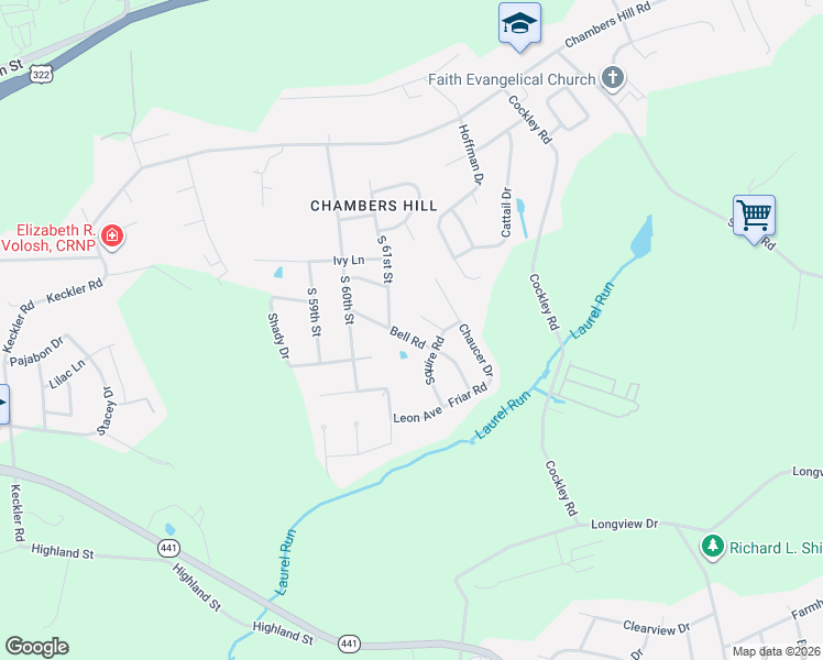 map of restaurants, bars, coffee shops, grocery stores, and more near 801 Squire Road in Harrisburg