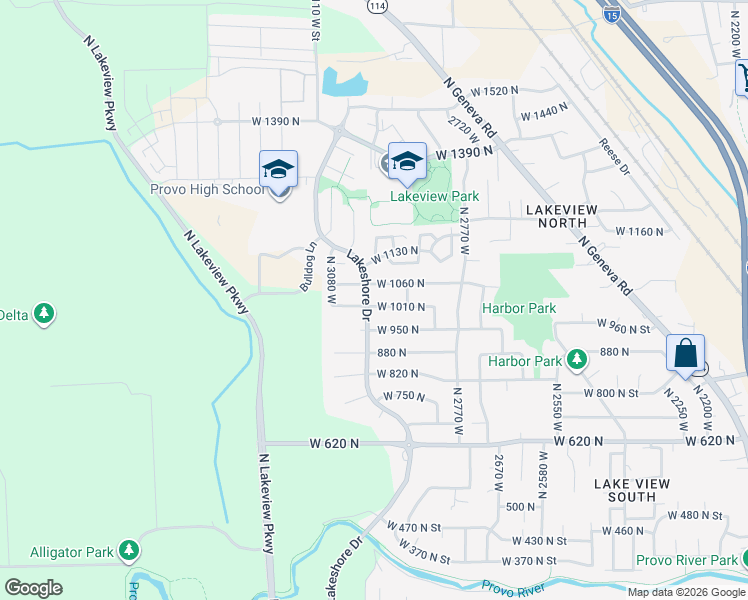 map of restaurants, bars, coffee shops, grocery stores, and more near 2974 West 1010 North in Provo