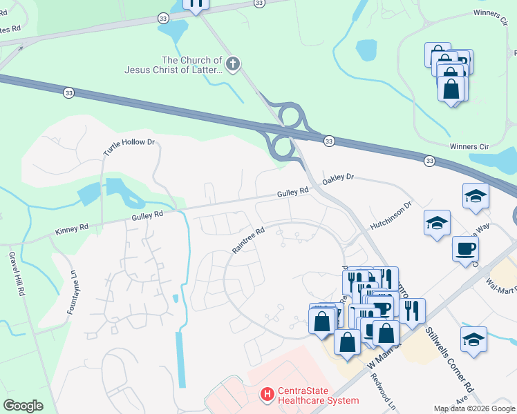 map of restaurants, bars, coffee shops, grocery stores, and more near 189 Tulip Lane in Freehold