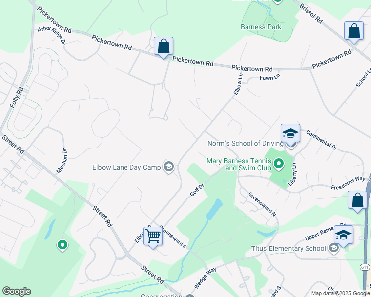 map of restaurants, bars, coffee shops, grocery stores, and more near 858 Elbow Lane in Warrington