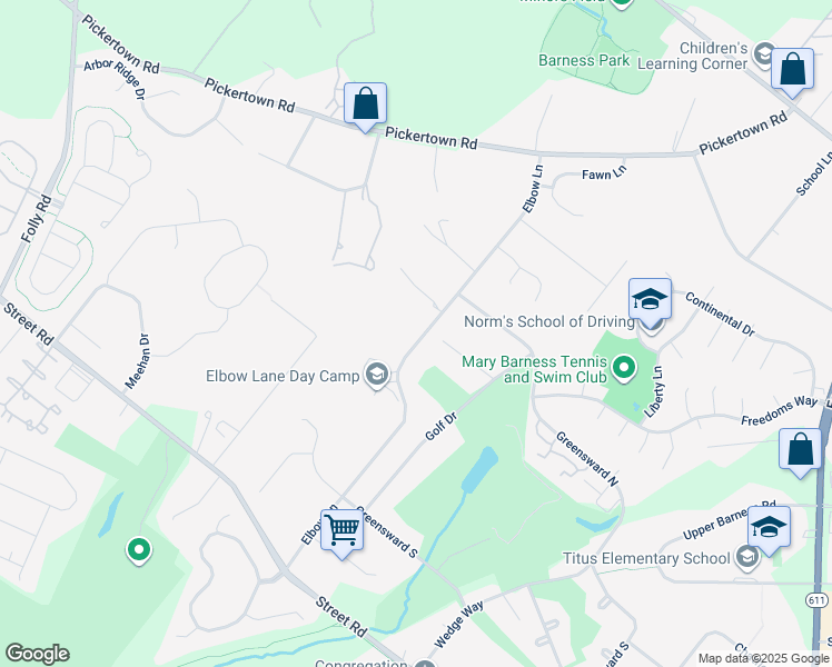 map of restaurants, bars, coffee shops, grocery stores, and more near 858 Elbow Lane in Warrington