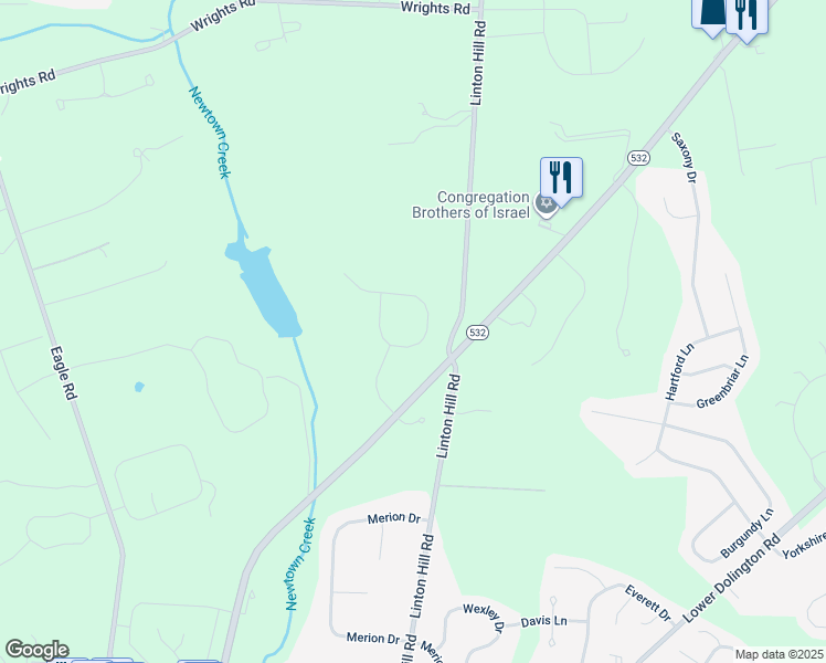 map of restaurants, bars, coffee shops, grocery stores, and more near 21 Bayshore Drive in Newtown