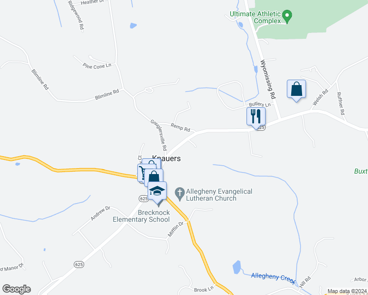 map of restaurants, bars, coffee shops, grocery stores, and more near 4392 New Holland Road in Mohnton