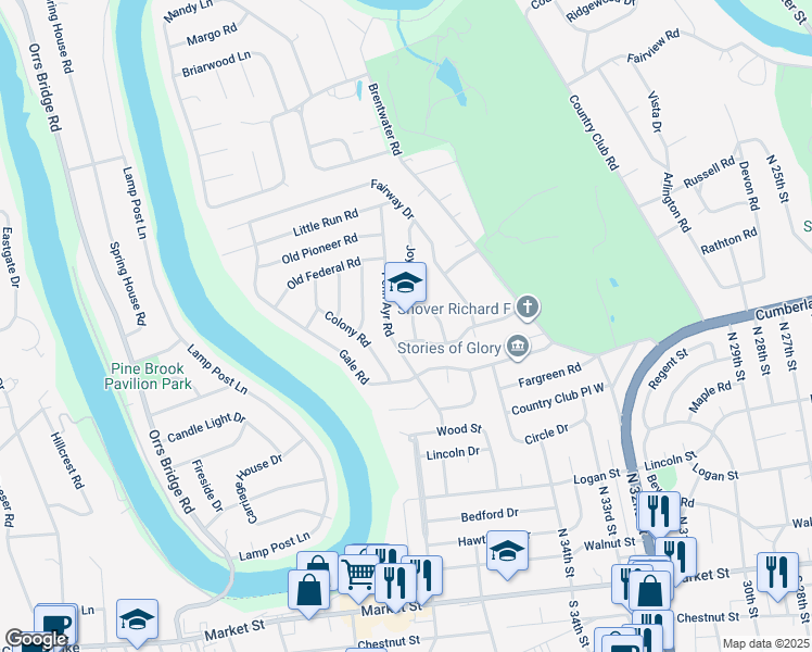 map of restaurants, bars, coffee shops, grocery stores, and more near 508 Joyce Road in Camp Hill