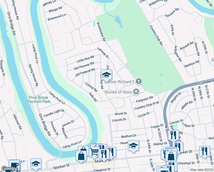 map of restaurants, bars, coffee shops, grocery stores, and more near 508 Joyce Road in Camp Hill