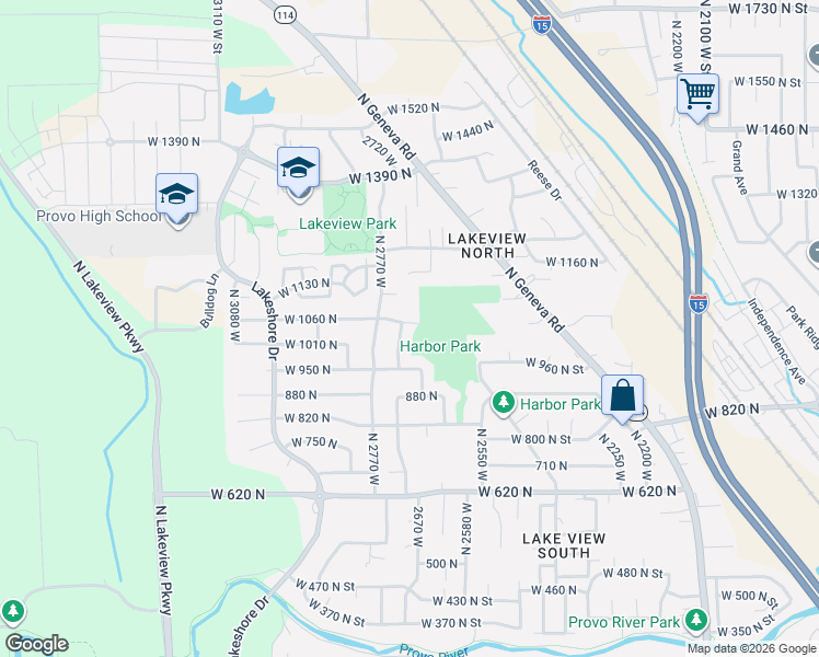 map of restaurants, bars, coffee shops, grocery stores, and more near 2686 West 1060 North in Provo