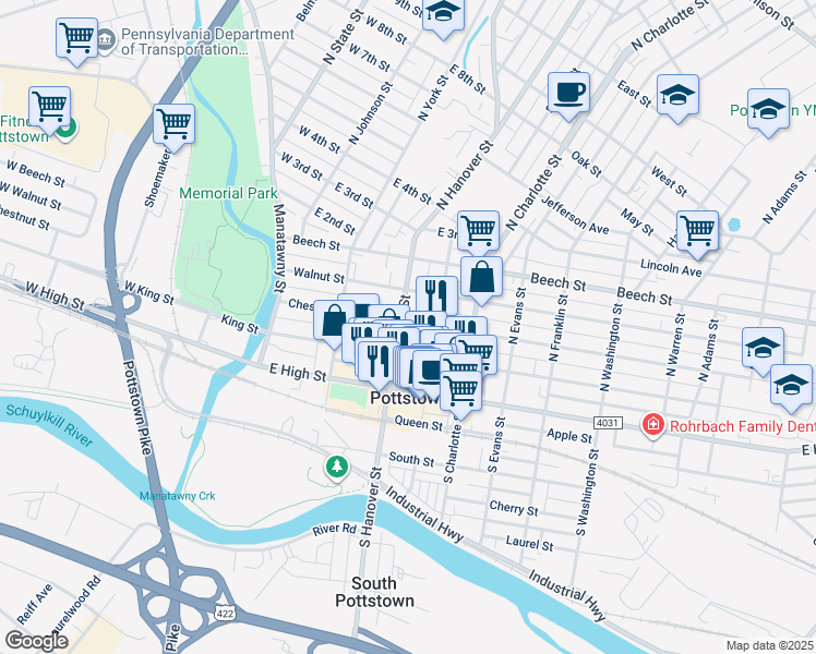 map of restaurants, bars, coffee shops, grocery stores, and more near in Montgomery County