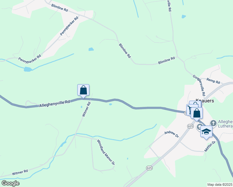 map of restaurants, bars, coffee shops, grocery stores, and more near 1495 Alleghenyville Rd in Mohnton