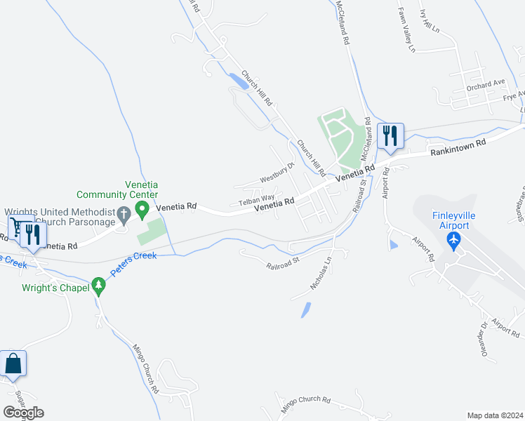 map of restaurants, bars, coffee shops, grocery stores, and more near 894 Venetia Road in Venetia