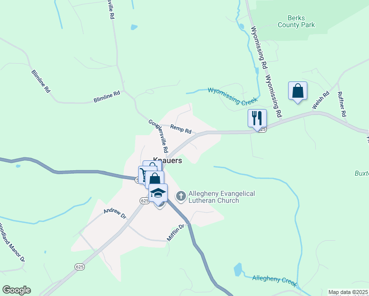 map of restaurants, bars, coffee shops, grocery stores, and more near 4392 New Holland Road in Mohnton