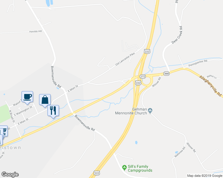 map of restaurants, bars, coffee shops, grocery stores, and more near 119 Furlow Road in Reinholds
