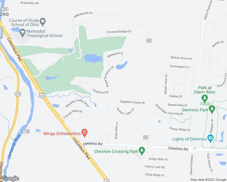 map of restaurants, bars, coffee shops, grocery stores, and more near 3299 Royal Dornoch Circle in Delaware