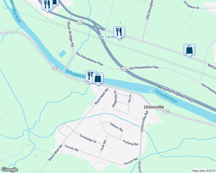 map of restaurants, bars, coffee shops, grocery stores, and more near 4 Black Matt Road in Douglassville