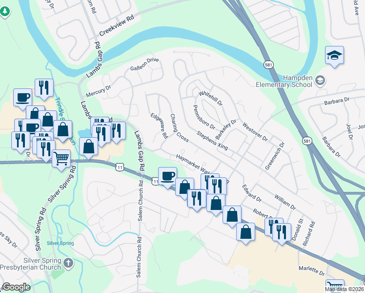 map of restaurants, bars, coffee shops, grocery stores, and more near 6155 Newgate Circle in Mechanicsburg