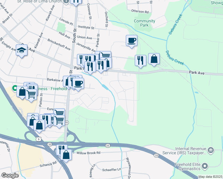 map of restaurants, bars, coffee shops, grocery stores, and more near 35-6 Whistler Drive in Freehold