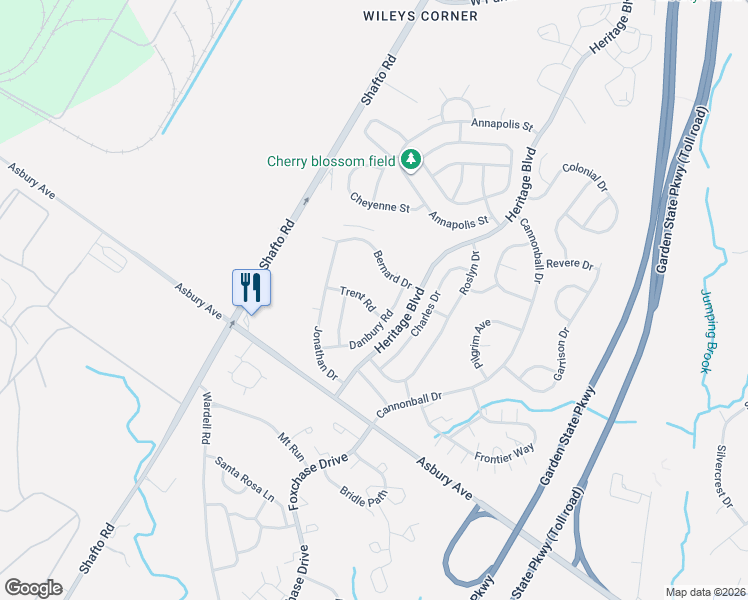 map of restaurants, bars, coffee shops, grocery stores, and more near 9 Trent Road in Tinton Falls