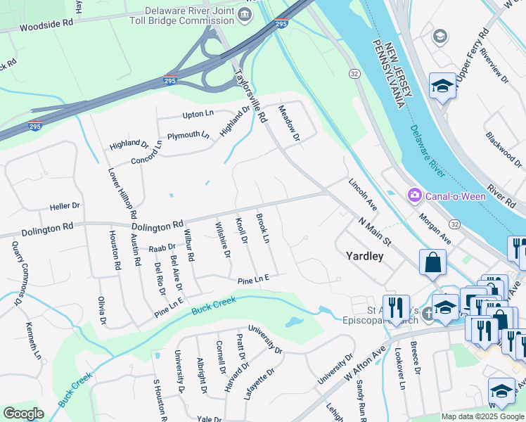 map of restaurants, bars, coffee shops, grocery stores, and more near 101 Dolington Road in Morrisville