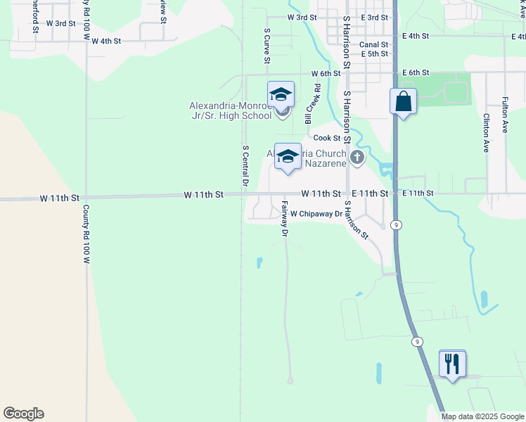 map of restaurants, bars, coffee shops, grocery stores, and more near 413 West 11th Street in Alexandria