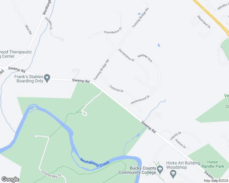 map of restaurants, bars, coffee shops, grocery stores, and more near 65 Colonial Drive in Newtown