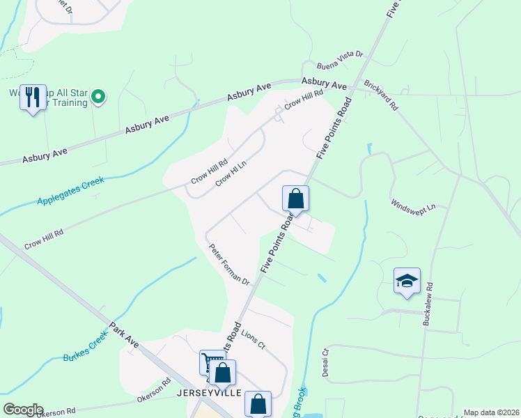 map of restaurants, bars, coffee shops, grocery stores, and more near 210 Thoroughbred Drive in Freehold