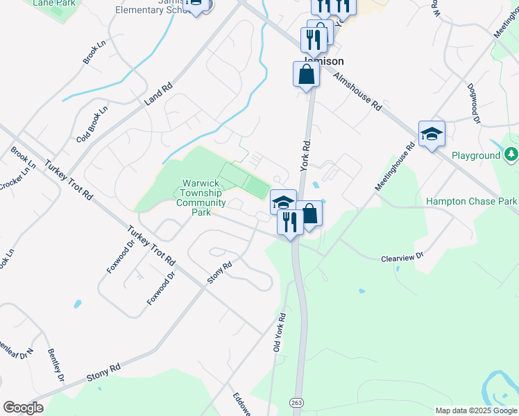map of restaurants, bars, coffee shops, grocery stores, and more near 1518 Springfield Court in Jamison