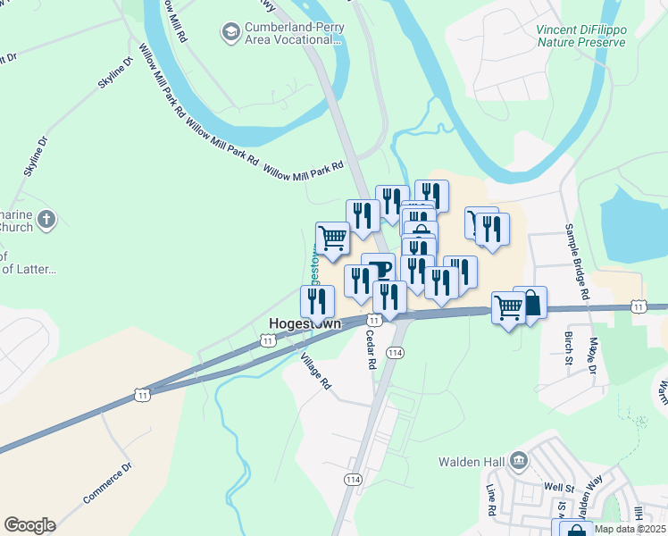 map of restaurants, bars, coffee shops, grocery stores, and more near 6560 Carlisle Pike in Mechanicsburg