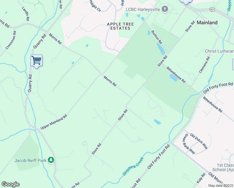 map of restaurants, bars, coffee shops, grocery stores, and more near 64 Morris Rd in Harleysville