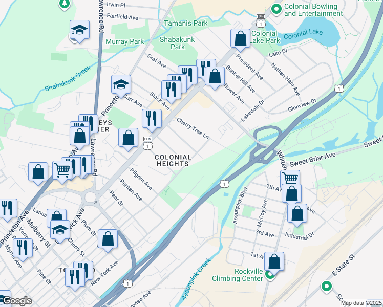 map of restaurants, bars, coffee shops, grocery stores, and more near 707 Valley Forge Avenue in Lawrence Township