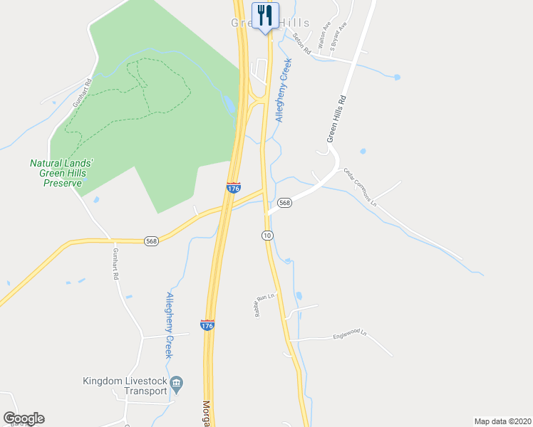 map of restaurants, bars, coffee shops, grocery stores, and more near 3369 Morgantown Road in Birdsboro