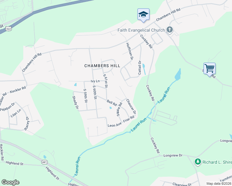 map of restaurants, bars, coffee shops, grocery stores, and more near 6120 Parson Drive in Harrisburg