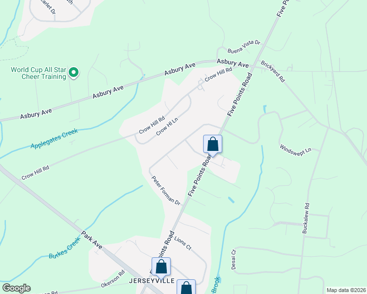 map of restaurants, bars, coffee shops, grocery stores, and more near 210 Thoroughbred Drive in Freehold Township