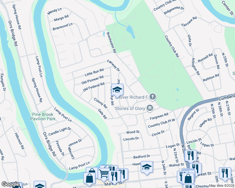 map of restaurants, bars, coffee shops, grocery stores, and more near 516 Joyce Road in Camp Hill