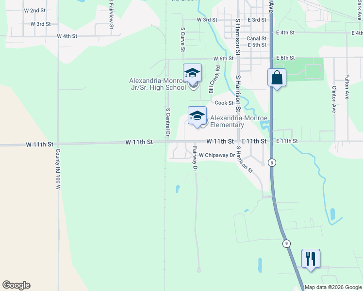 map of restaurants, bars, coffee shops, grocery stores, and more near 413 West 11th Street in Alexandria