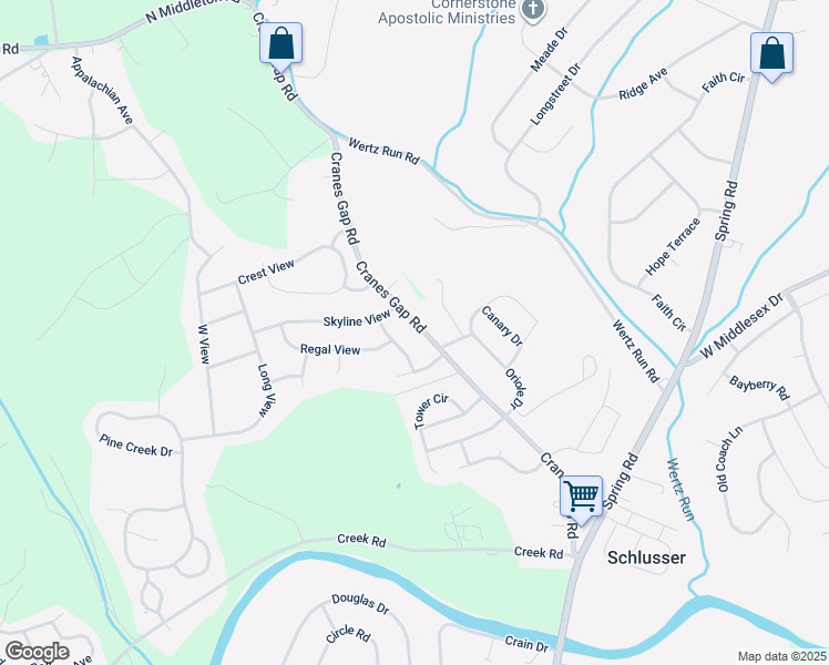 map of restaurants, bars, coffee shops, grocery stores, and more near 304 Cranes Gap Road in Carlisle