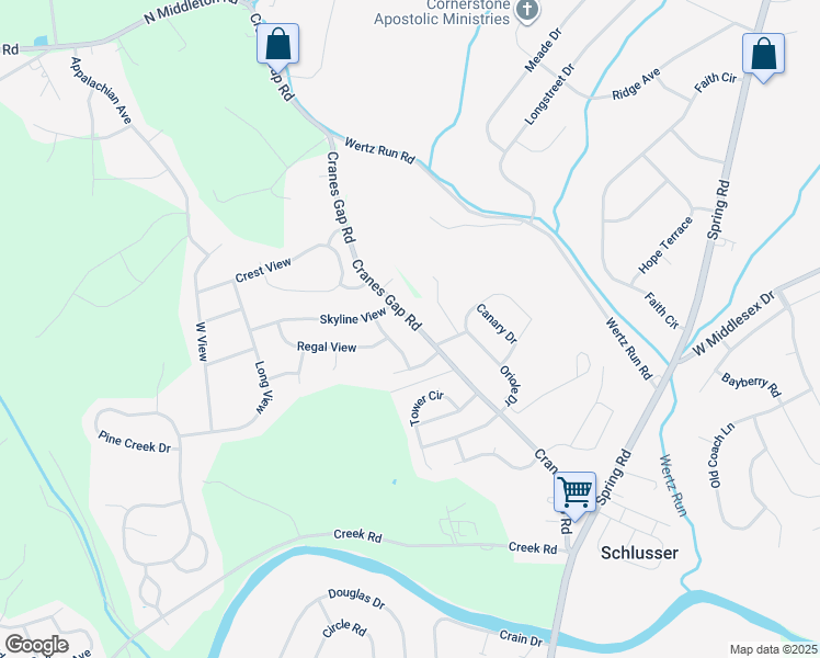 map of restaurants, bars, coffee shops, grocery stores, and more near 304 Cranes Gap Road in Carlisle