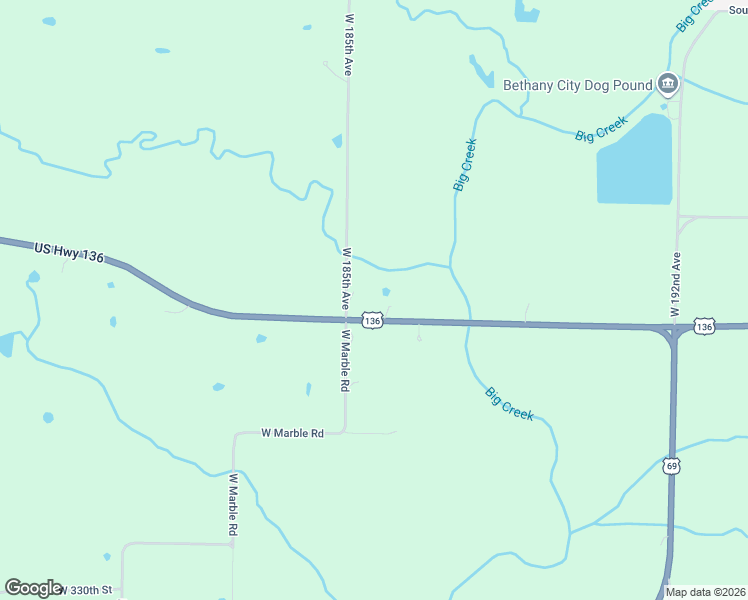map of restaurants, bars, coffee shops, grocery stores, and more near 18501-18581 U.S. 136 in Bethany