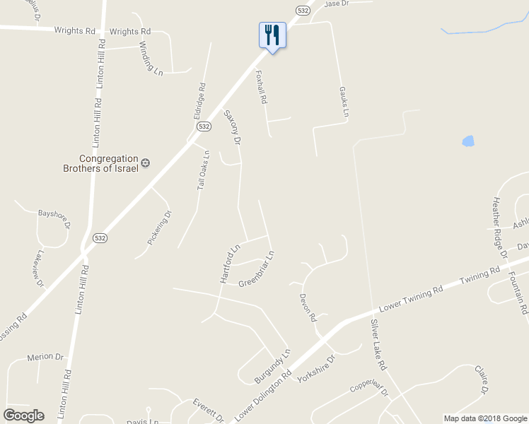 map of restaurants, bars, coffee shops, grocery stores, and more near 159 Greenbriar Lane in Newtown