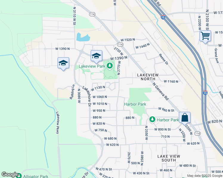 map of restaurants, bars, coffee shops, grocery stores, and more near 2784 West 1060 North in Provo
