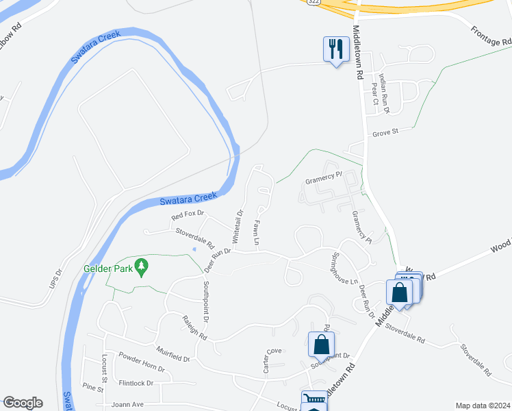 map of restaurants, bars, coffee shops, grocery stores, and more near 715 Stag Court in Hummelstown