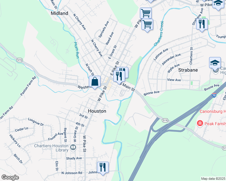 map of restaurants, bars, coffee shops, grocery stores, and more near 120 West McNutt Street in Houston