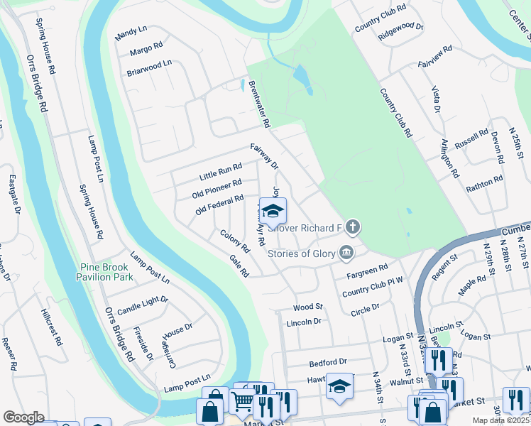 map of restaurants, bars, coffee shops, grocery stores, and more near 521 Penn Ayr Road in Camp Hill