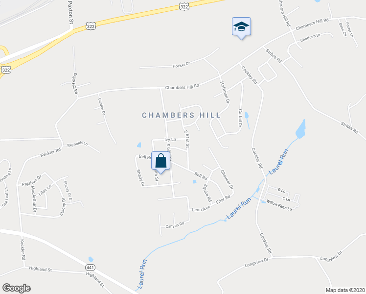 map of restaurants, bars, coffee shops, grocery stores, and more near 6050 Briar Drive in Harrisburg