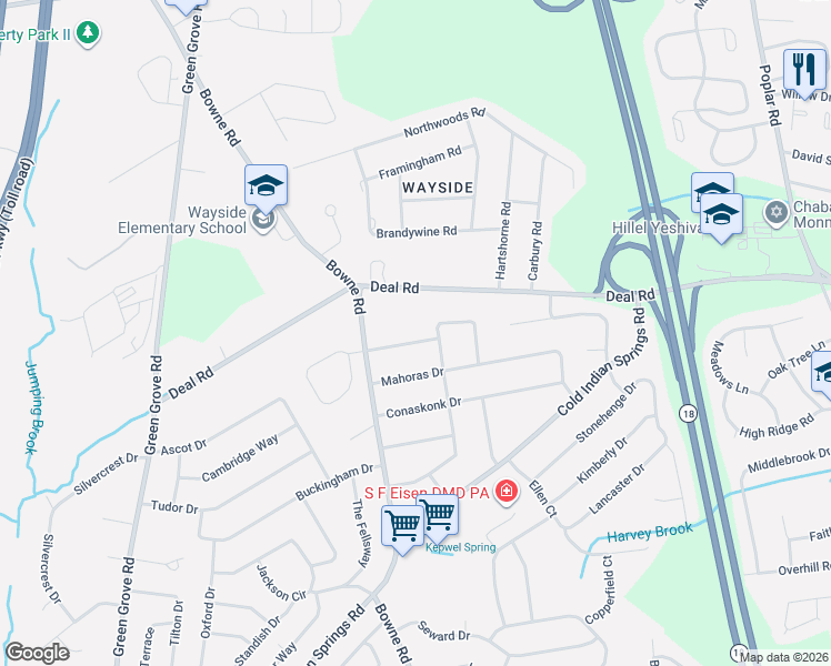 map of restaurants, bars, coffee shops, grocery stores, and more near 1164 Deal Road in Monmouth County