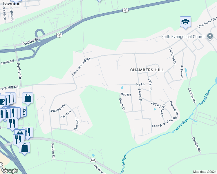 map of restaurants, bars, coffee shops, grocery stores, and more near 830 Garden Drive in Harrisburg