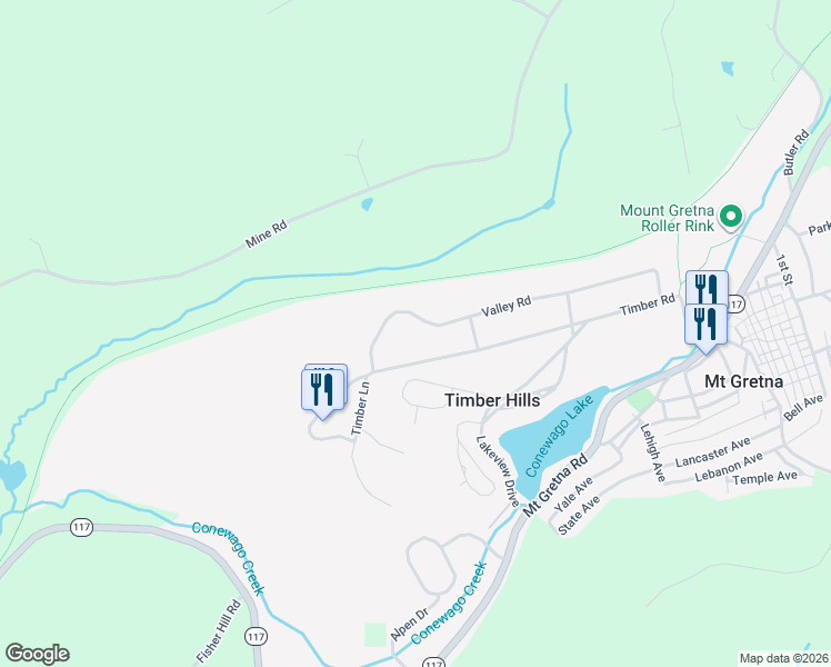 map of restaurants, bars, coffee shops, grocery stores, and more near 221 Valley Road in Lebanon