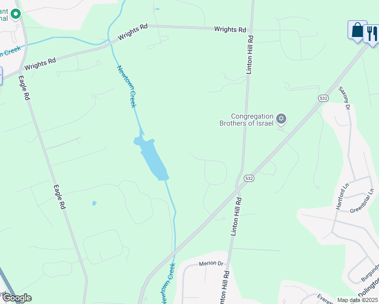 map of restaurants, bars, coffee shops, grocery stores, and more near 1382 Langhorne-Newtown Road in Langhorne